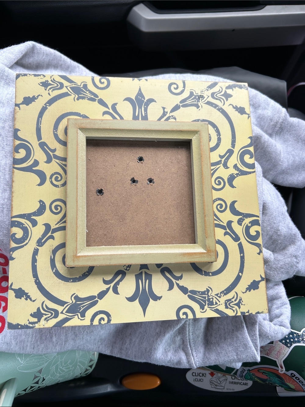 Decorative Yellow and Gray Patterned Wall Frame - Unbranded